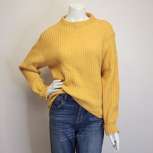 Vtg 60s/70s GRUBB STUFF Robert Bruce Mustard Yellow Wool Rib Sweater Womens L/14 - Picture 2 of 8